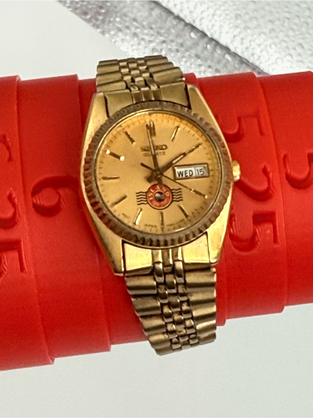 vintage Seiko President womans watch features a distinct custom dial logo